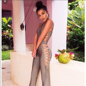 House of CB London Greta Olive Green Jumpsuit